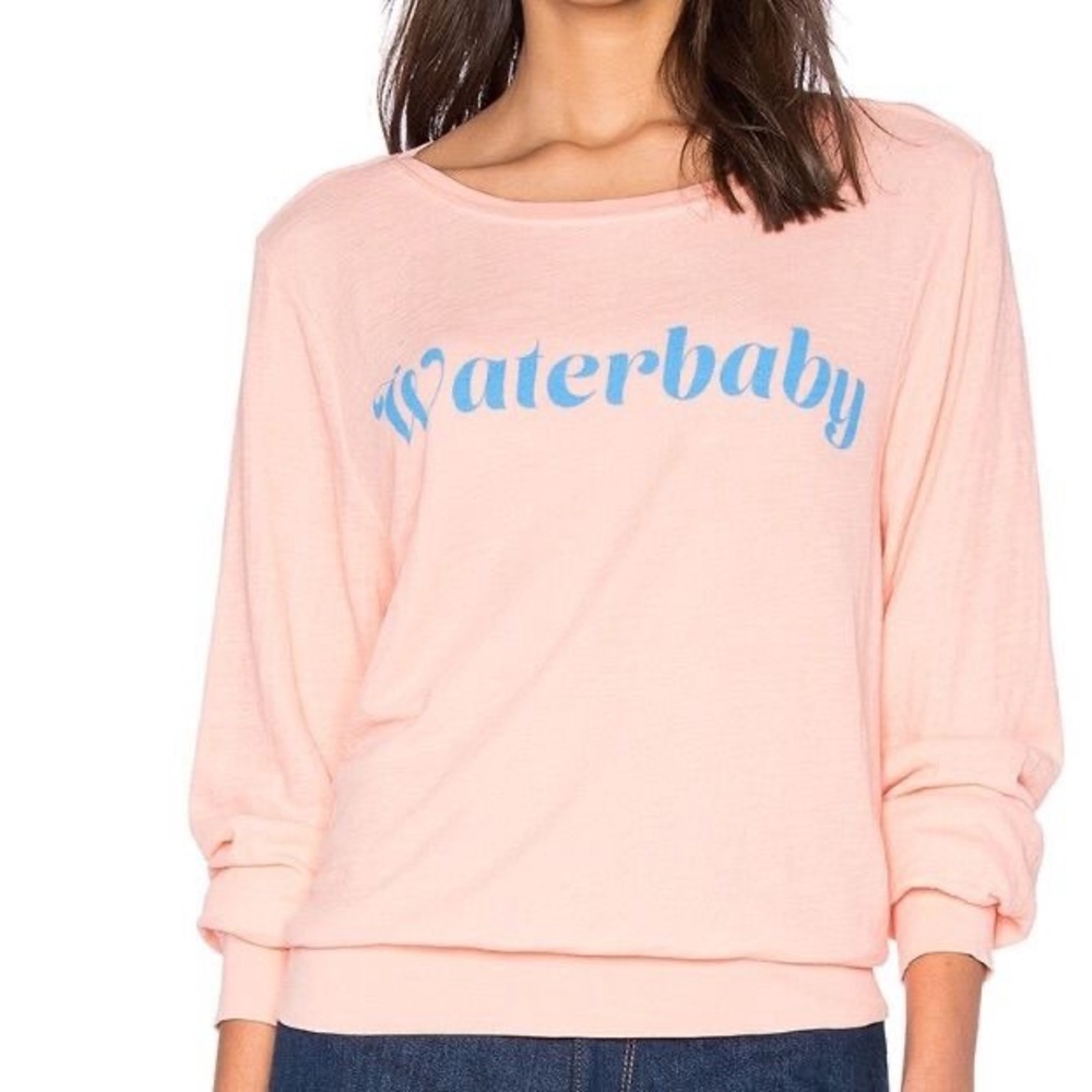 Wildfox Waterbaby coral baggy beach jumper pullover graphic sweater